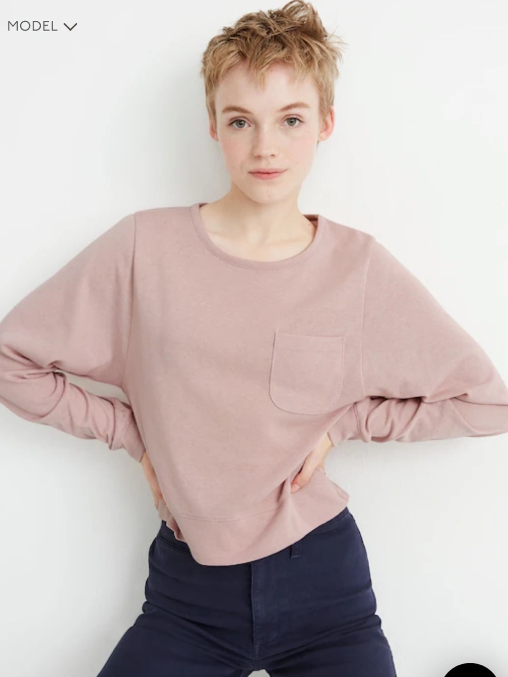 Madewell Dolman-Sleeve Pocket Tee in Pink Wisteria Dove - Picture 2 of 4
